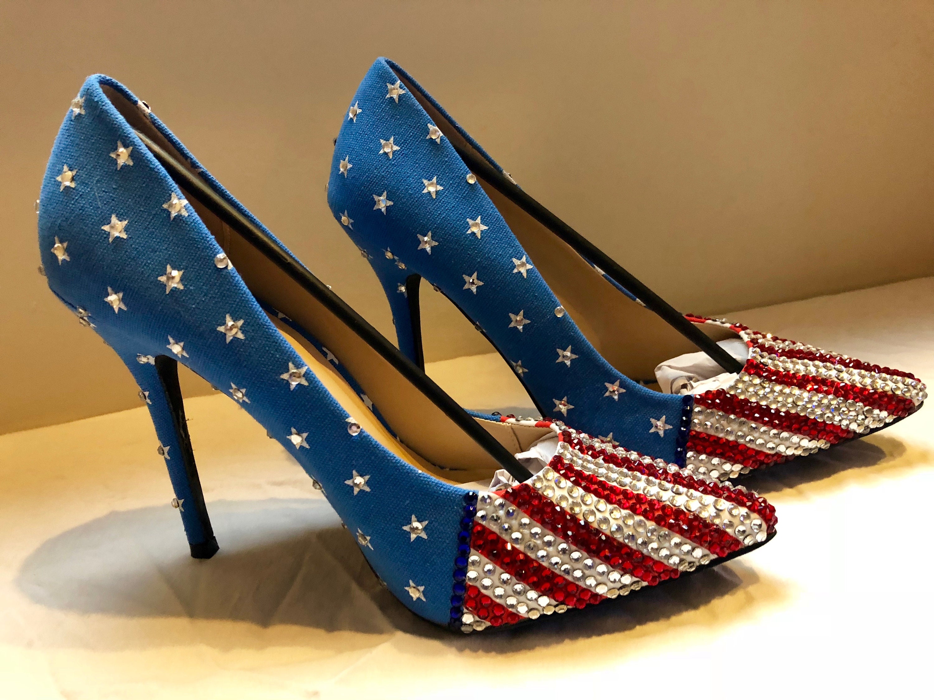 Handmade American Flag Heels Red White and Blue heels Etsy