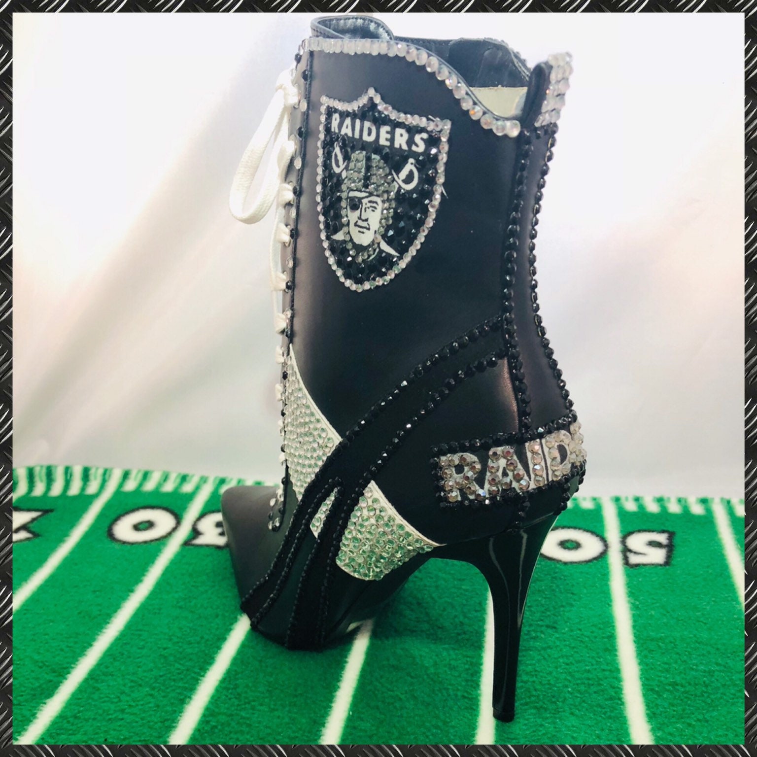 Handmade Raiders Heels Oakland Raiders boots heels Raiders | Etsy