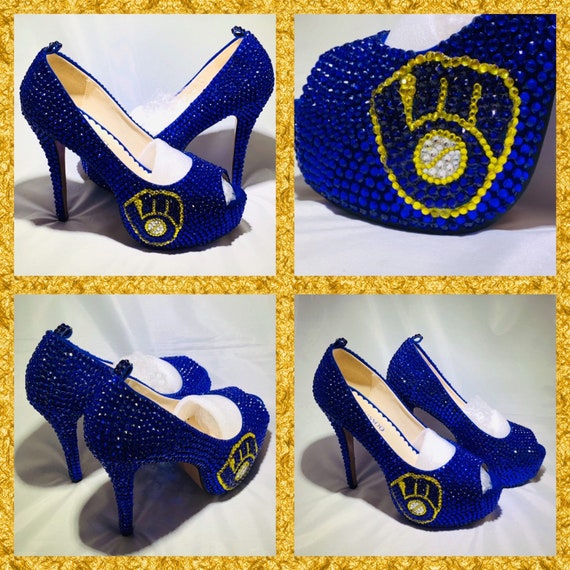 Handmade/Milwaukee/Brewers/ Rhinestone heels/Glitter Etsy
