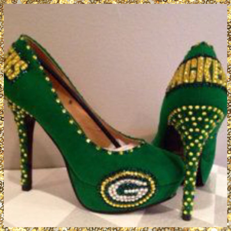 Handmade Packers Heels Green Bay Packers Custom heelsPackers | Etsy