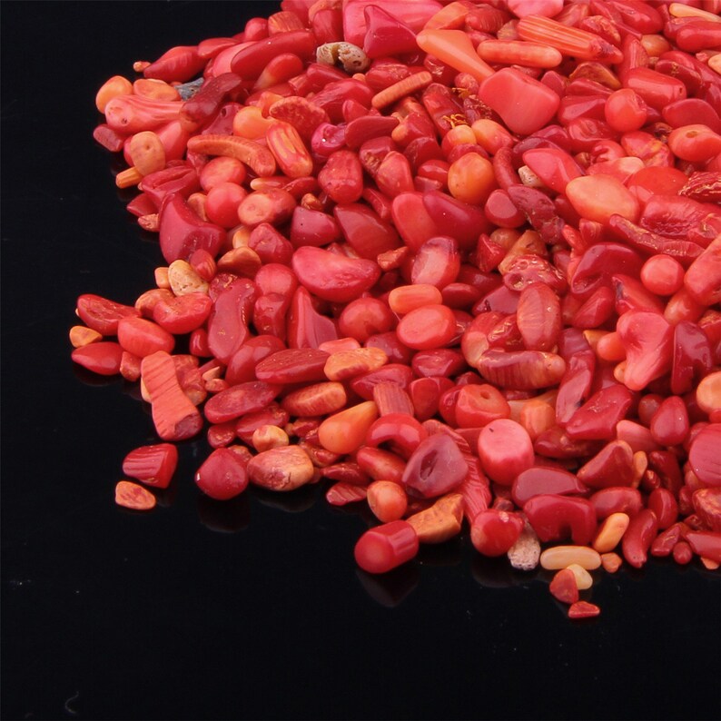 Natural Coral Chipsgemstone Chips Rock Chips Small Tiny Red Etsy