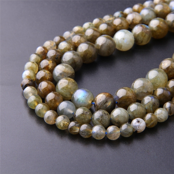 15.5" Labradorite Beads  6mm 8mm 10mm Natural Polished Round yellow Labradorite Gemstone Bead For Jewelry Bracelet Necklace Making,Wholesale