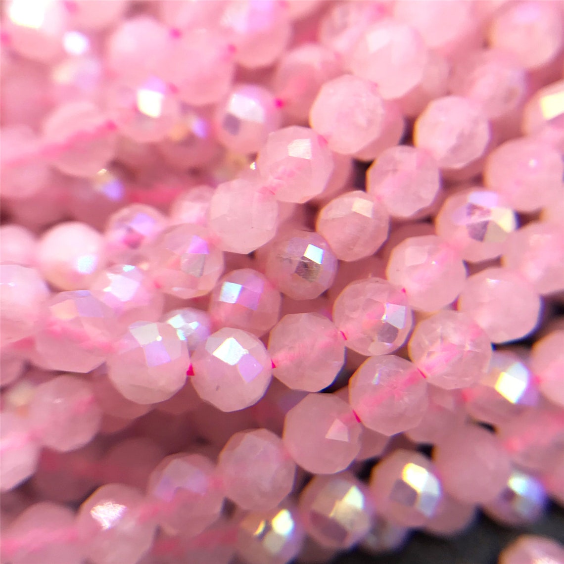 15.5 Pink Quartz Beads faceted Gemstone Beads Natural Etsy