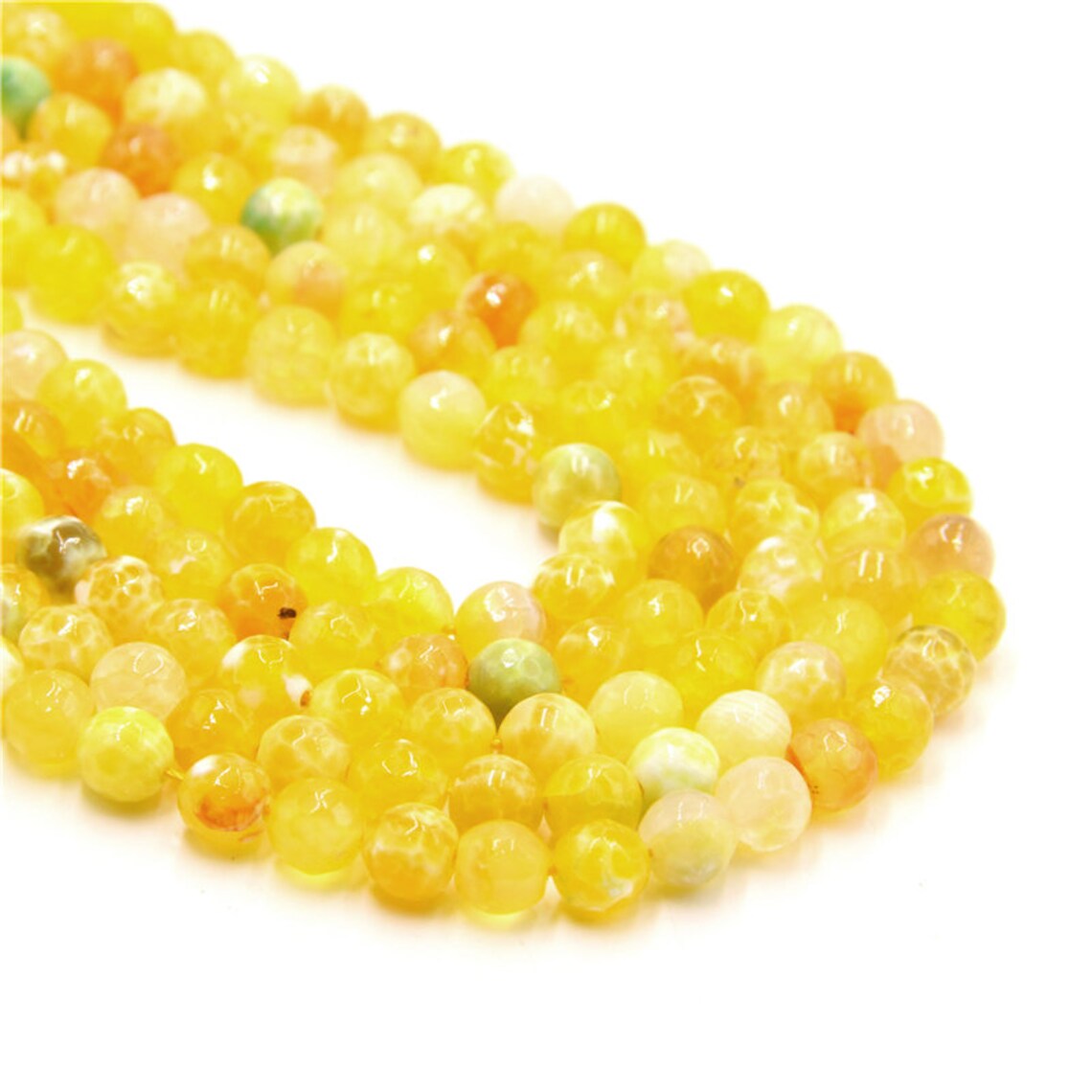 15.5 Natural Yellow Agate Beads Faceted Round beads 6mm Etsy