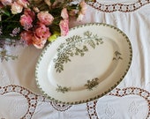 Beautiful oval dish dish old earth iron in a floral and French manufacture