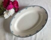 Beautiful oval dish dish old iron in a floral quot Athens quot of the French manufacturer Longwy faience transferware