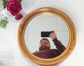 Old vintage bamboo rattan mirror 37cm