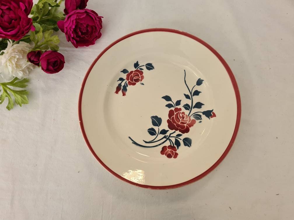 Plat de Service Rond Plat Ancien Modèle Rosador La Manufacture Française Badonviller