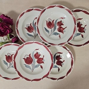 Old soup plates X6 model “Monaco” from the French manufacturer of Gien