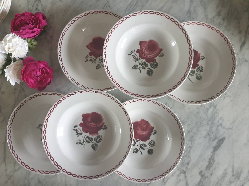 Assiettes Creuses Anciennes X6 Modèle Germaine de La Manufacture Française Badonviller