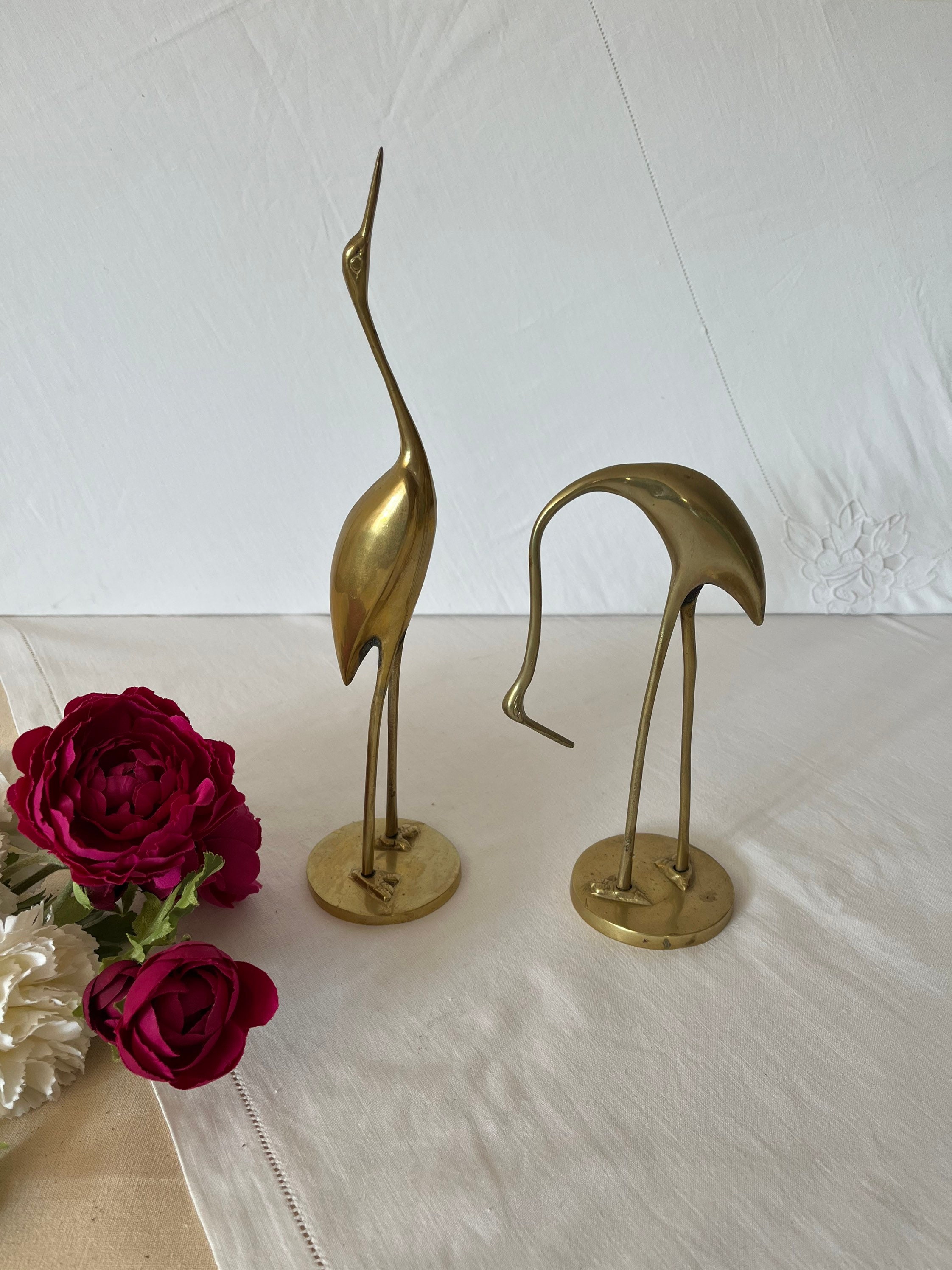 Héron Laiton Vintage Duo Oiseau Couple Héron Retro