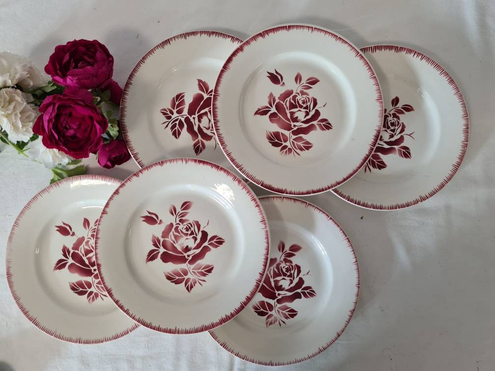 Assiettes Plates Anciennes X6 Modèle Claude de La Manufacture Française Digoin