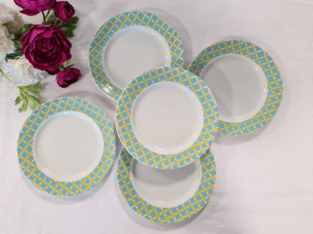 Assiettes à Dessert Anciennes X5 de La Manufacture Française Badonviller