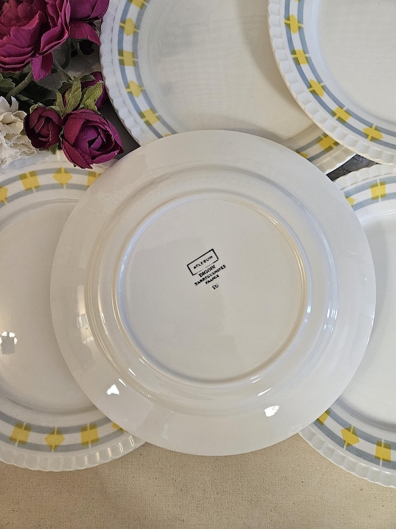 フランスのメーカー Digoin のアンティーク フラット プレート X6