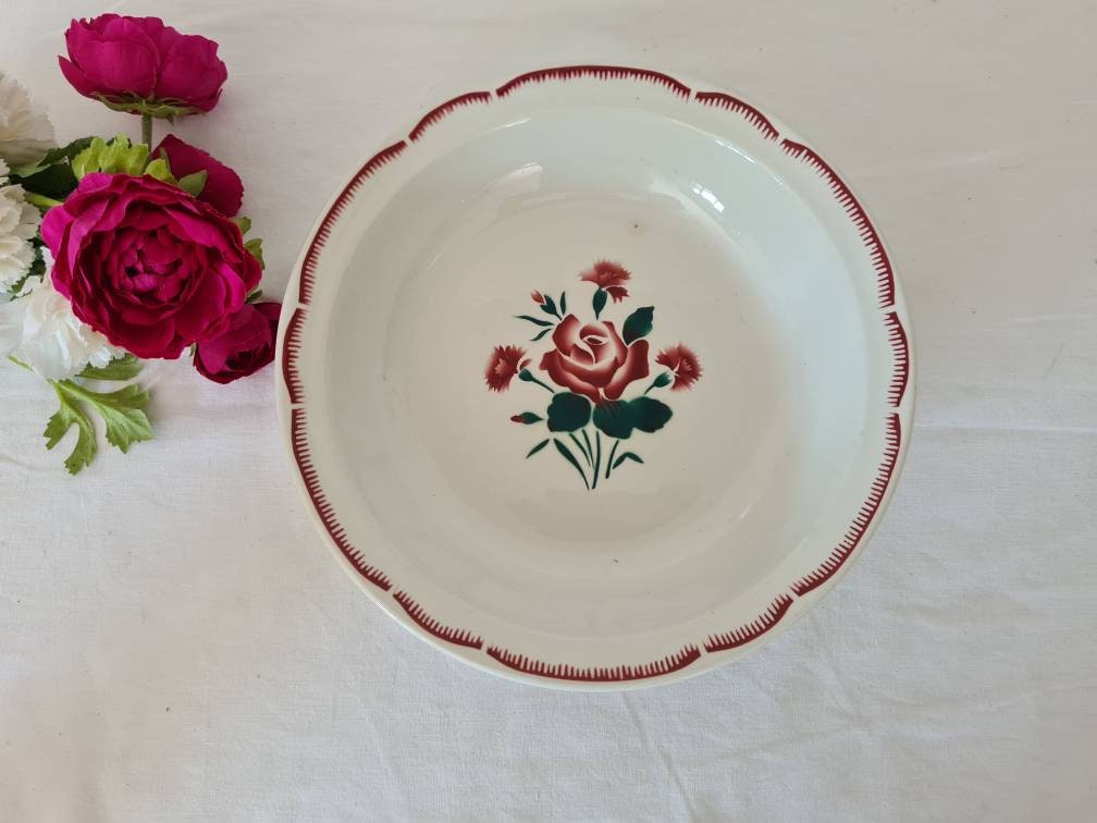 Plat de Service Creux Ancien La Manufacture Française Badonviller