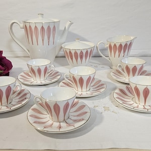 Midcentury pastel pink coffee service from the French manufacturer Digoin