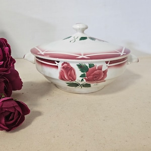 Old tureen or vegetable bowl small model &quot;Cibon&quot; from the French manufacture of Digoin and Sarreguemines