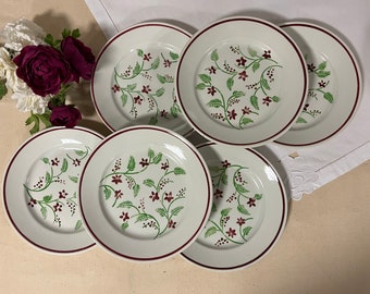 Assiettes plates anciennes X6 de la manufacture française de Badonviller