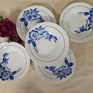 Old soup plates X5 model &quot;Flore&quot; made in France