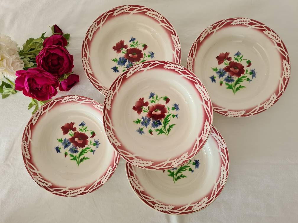 Assiettes Creuses Anciennes Modèle Beauce X5 de La Manufacture Française Digoin