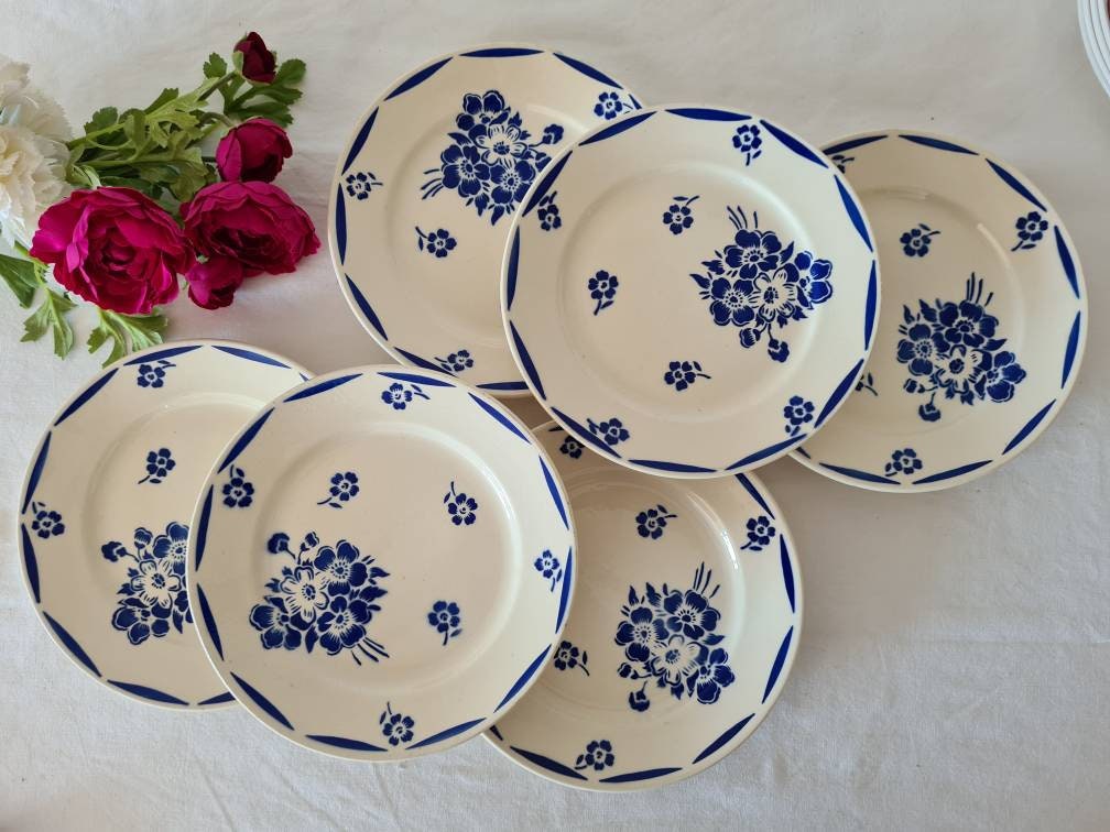 Assiettes Plates Anciennes X5 Modele Diane de La Manufacture Française Lunéville