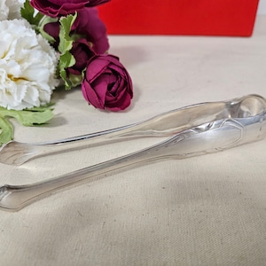 Old sugar tongs silver metal manufacture SFAM