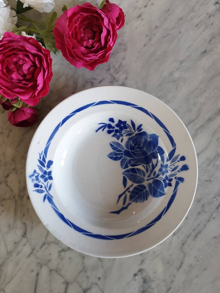 Assiette Creuse Ancienne X1 Modèle Floral de La Manufacture Française Badonviller