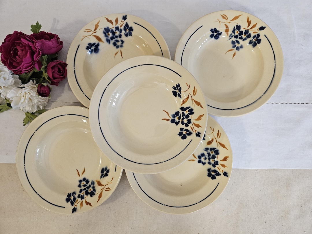 フランスのメーカー、バドンヴィレ社製のアンティーク X5 スープ皿