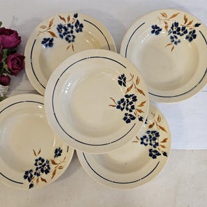 Antique X5 soup plates, &quot;Tunis&quot; model, from the French manufacturer Badonviller