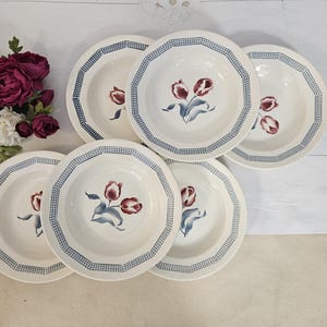 Antique soup plates X6 model “Tulip” from the French manufacturer Digoin
