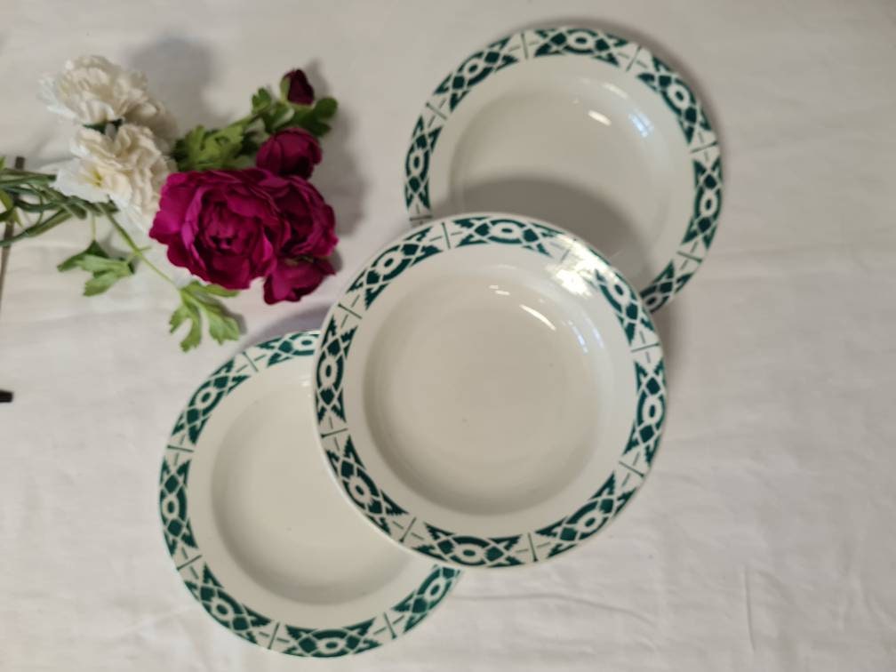 Assiettes Creuses Anciennes X3 Modèle Aurore de La Manufacture Française Sarreguemines