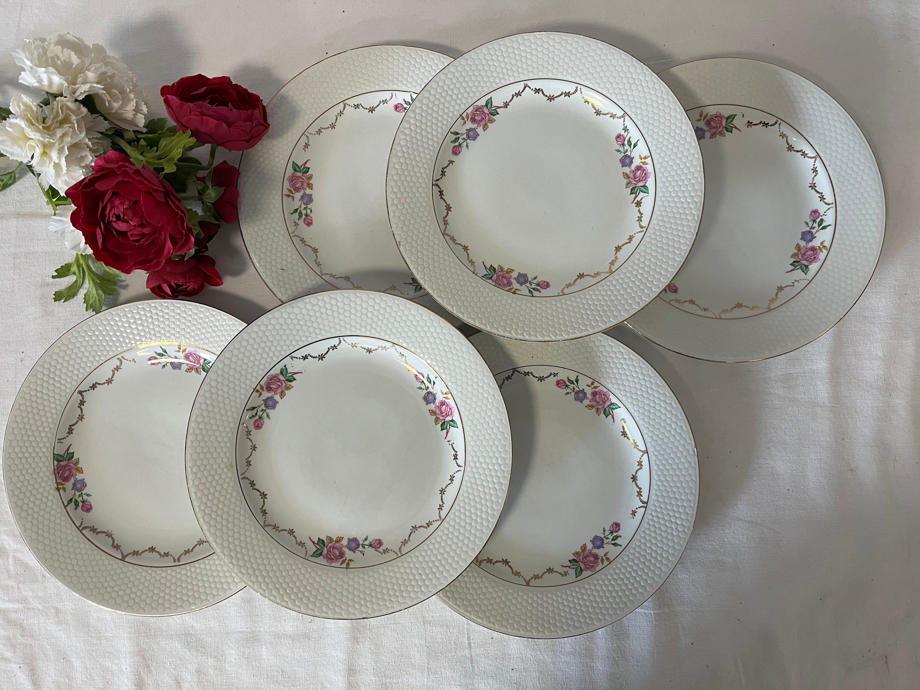 Assiettes Plates Anciennes X6 de La Manufacture Française Saint Amand