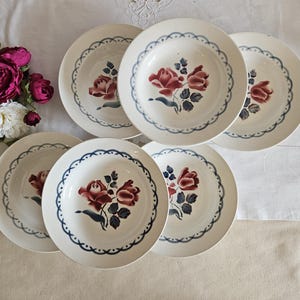 Vintage deep plates model &quot;Cannes&quot; set of 6 old from the French manufacturer of Digoin