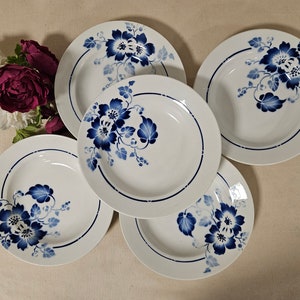 Old soup plates X5 from the French manufacturer Saint Amand