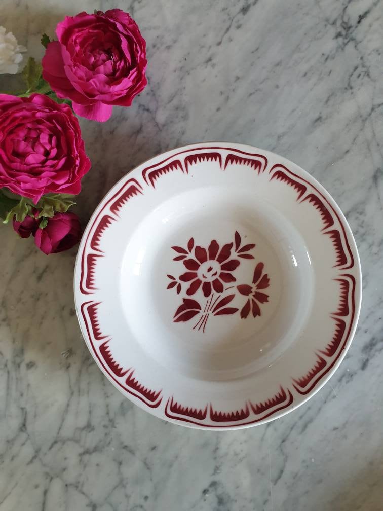 Assiette Creuse Ancienne X1 Modèle Floral de La Manufacture Française Moulin Des Loups