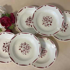 Old hollow plates X6 model &quot;Jane red&quot; of the French manufacture of Salins