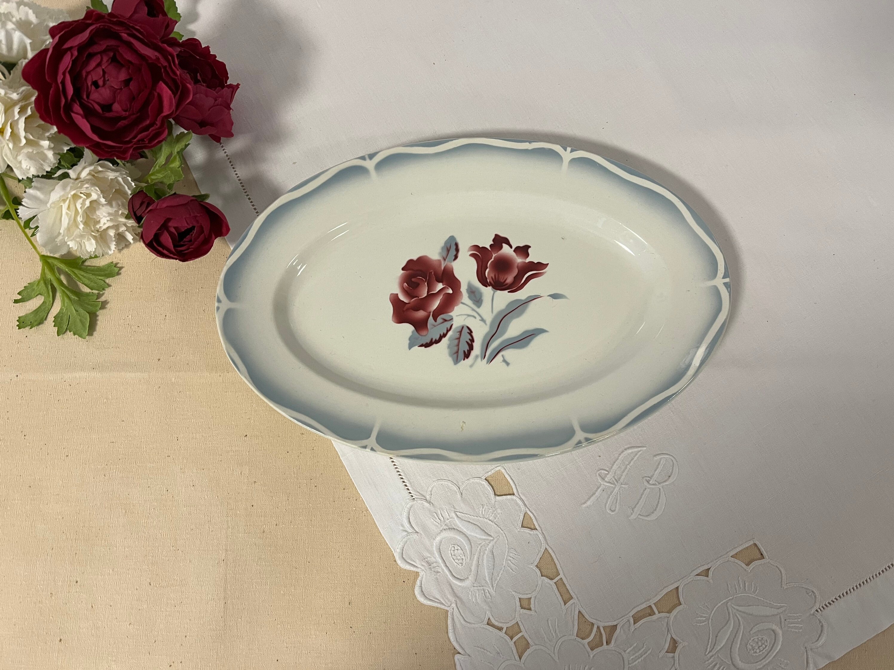 Plat de Service Plat Ovale Ancien Modèle Alesia La Manufacture Française Digoin