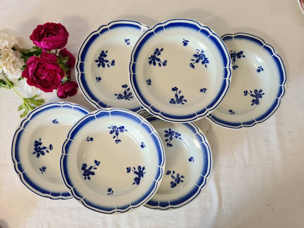 Assiettes Creuses Anciennes X6 de La Manufacture Française Badonviller