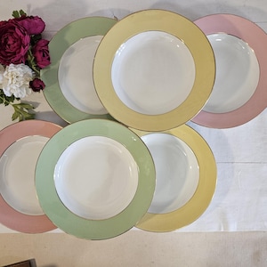 Old X6 deep plates, pastel model from the French manufacturer of Saint Amand
