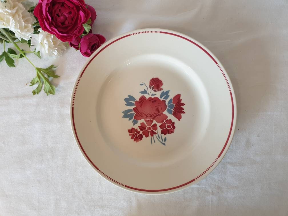 Plat de Service Rond Plat Ancien La Manufacture Française Badonviller