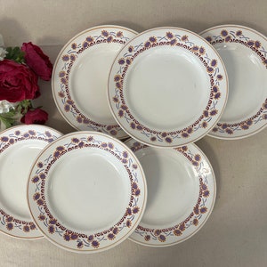 Antique flat plates X6 from the French factory of Longwy