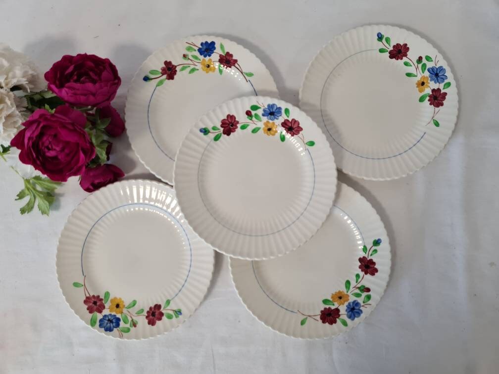 Assiettes à Dessert X5 Anciennes Modèle Beausoleil de La Manufacture Française Digoin