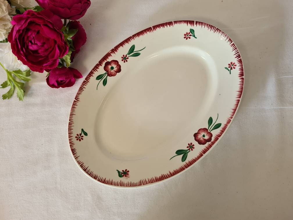 Plat Ovale Ancien Modèle Domino de La Manufacture Francaise Digoin