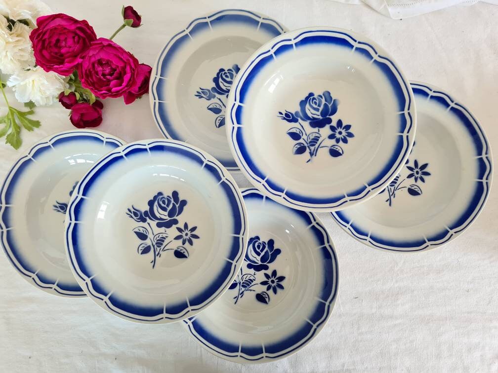 Assiettes Creuses Anciennes X6 de La Manufacture Française Badonviller