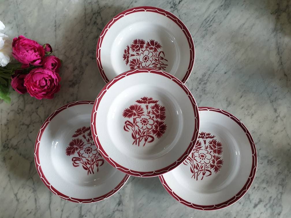 Assiettes Creuses Anciennes X4 Modèle Annecy de La Manufacture Française Lunéville