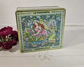 Vintage puszka na ciastka Lu „Le Printemps” Mucha