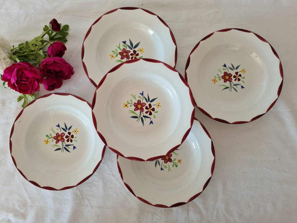 Assiettes Creuses Anciennes X5 Modèle L'aube de La Manufacture Française Salins