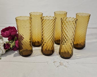 アンティークの手作りツイストアンバーガラスグラス - Etsy 日本