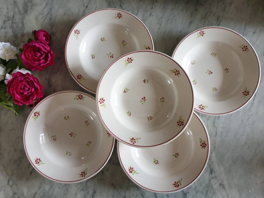 Assiettes Creuses Anciennes X5 Modèle Madrid de La Manufacture Française Niderviller