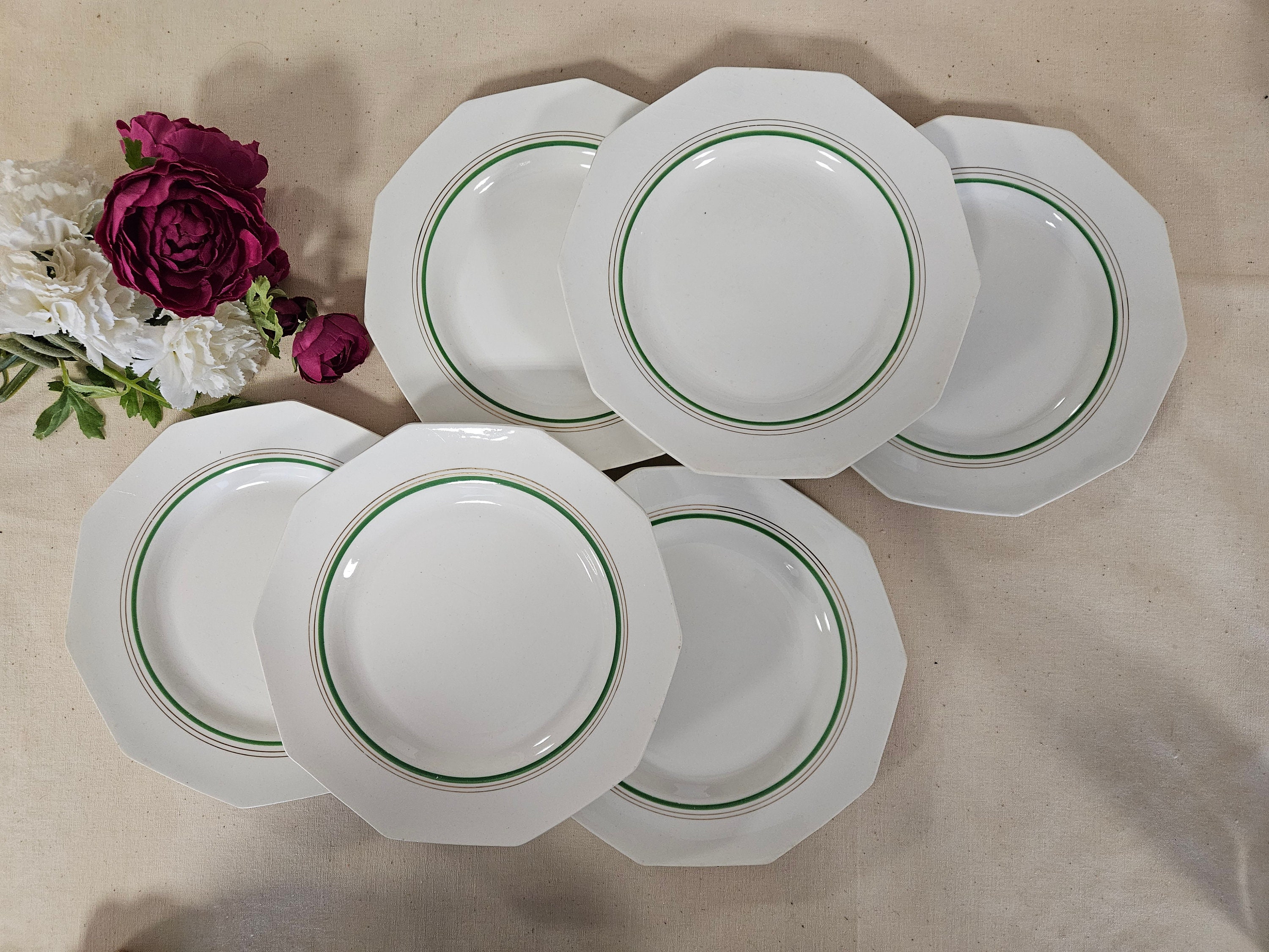 Antique Flat Plates X6 From the French Manufacturer of Saint Amand
